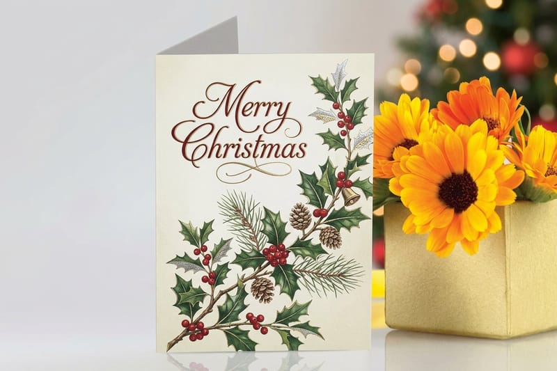 Christmas greeting cards with a premium finish printed by 4OVER4.COM