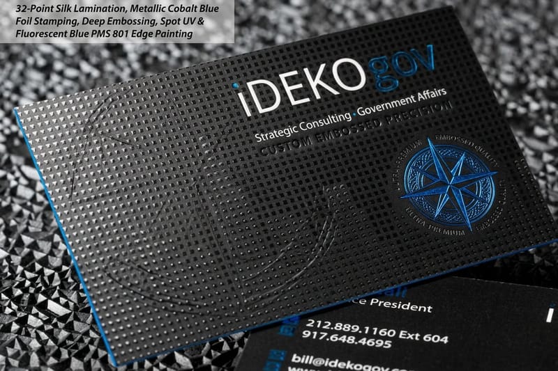 Card Stock and Coating That Hold an Embossed Business Card
