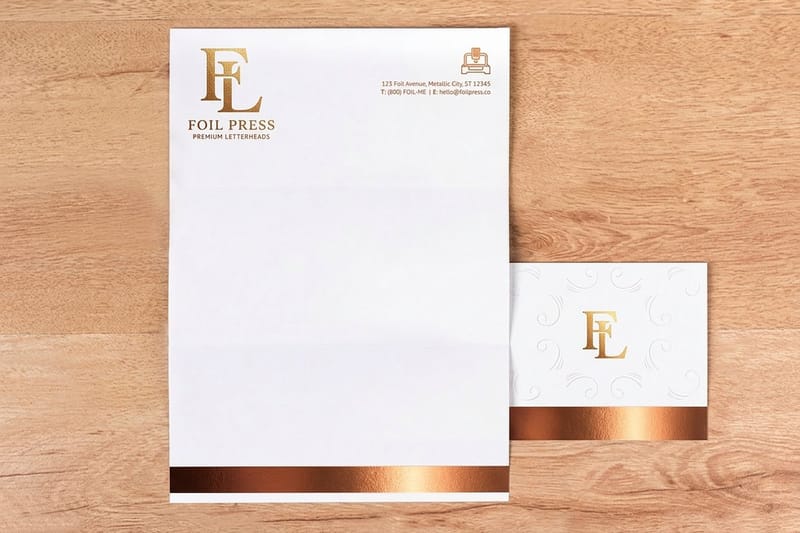 Foil letterhead printed by 4OVER4 with a metallic accent for a luxury real estate listing