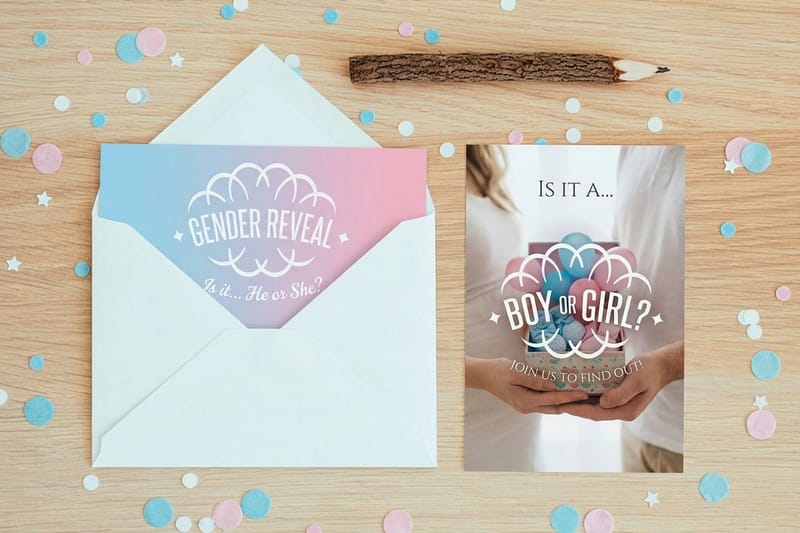 gender reveal invitations - 4OVER4.COM
