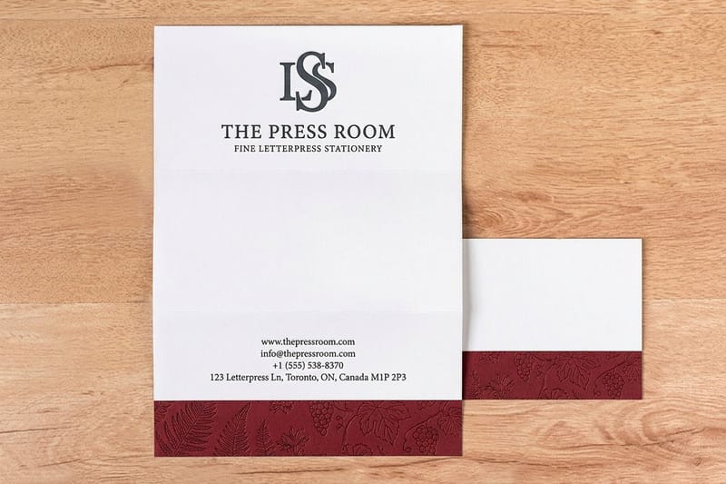 Letterpress stationery by 4OVER4.COM with a debossed tactile impression