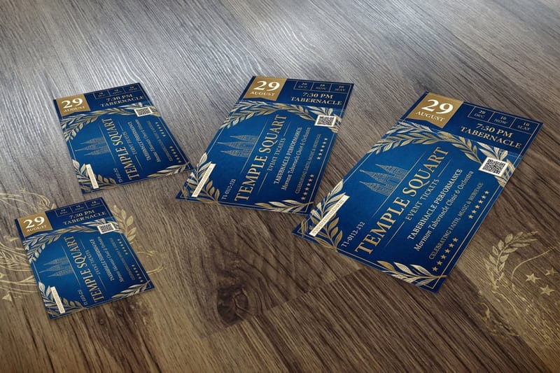 Event ticket design with a bold event name and a perforated stub