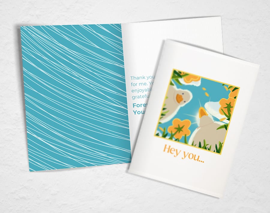 Custom thank you greeting card printed by 4OVER4.COM