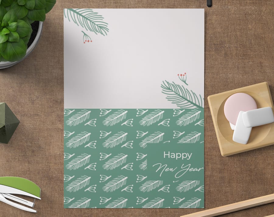 Mistletoe holiday greeting card printed by 4OVER4.COM