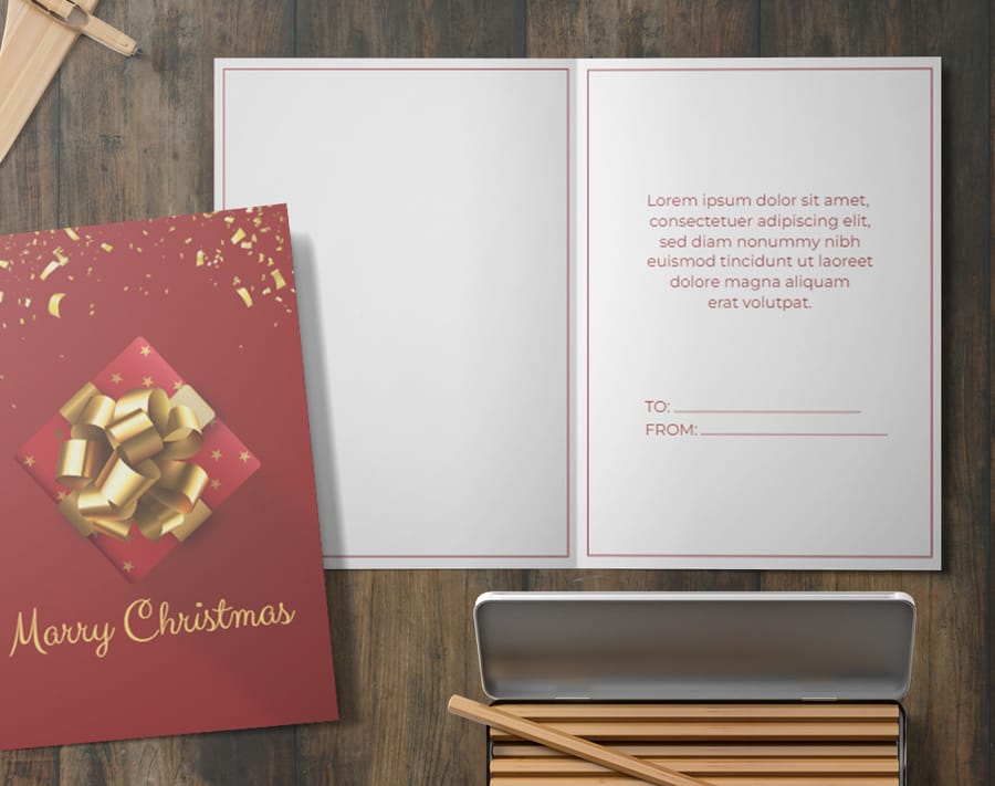 Christmas greeting card design printed on premium stock