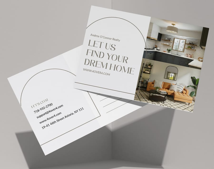 Glossy real estate postcard design that reviewers say prints with vivid, true-to-screen color