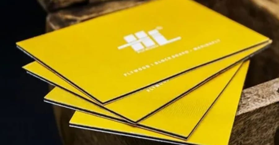 Cross section of a triple-layered sandwich business card from 4OVER4