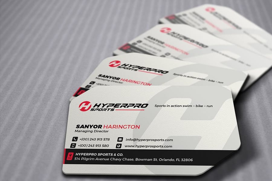 Die cut business card detail from 4OVER4.COM