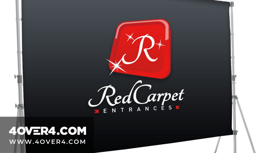 Outdoor banner with logo placed in the top third for brand visibility