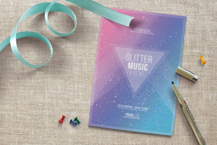 Custom printed flyers from 4OVER4 fanned out on a table