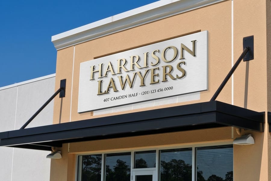 A set of printed aluminum sign panels from 4OVER4 in a matched format, the way a hotel signage package is ordered