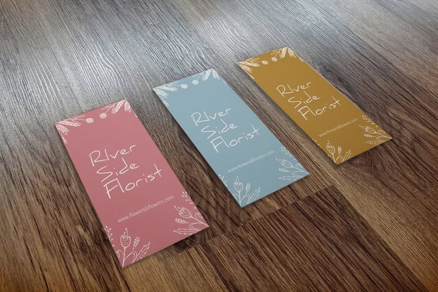 Custom buckslip leave-behind printed by 4OVER4 for a design studio