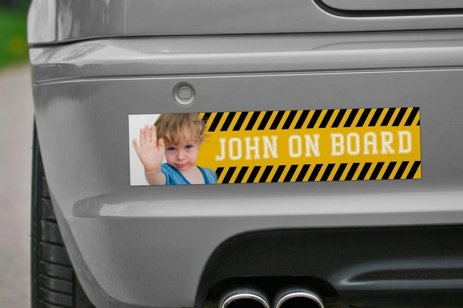 Durable outdoor sticker holding up on a vehicle, printed by 4OVER4