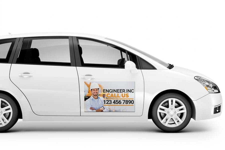 Full-color car magnet printed by 4OVER4 on durable 30mil magnetic stock