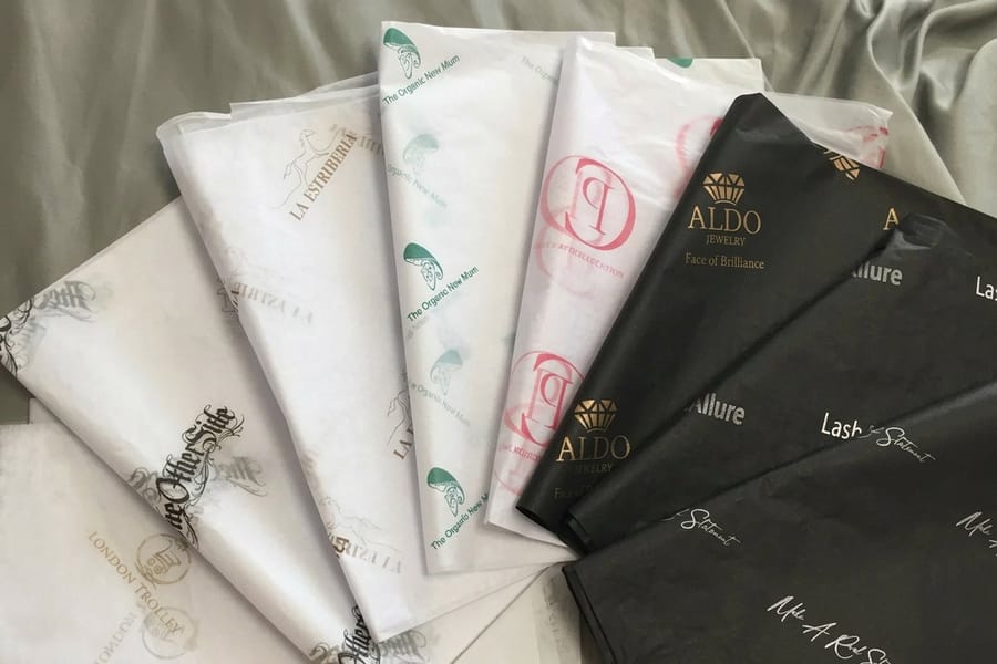 Branded custom tissue paper for food packaging from 4OVER4
