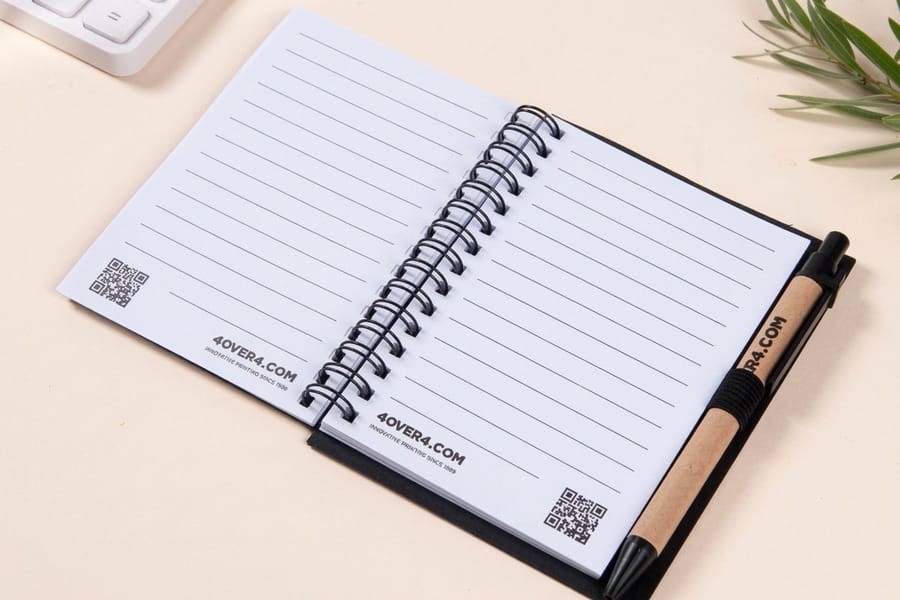 Custom notebook cover artwork set up for print by 4OVER4