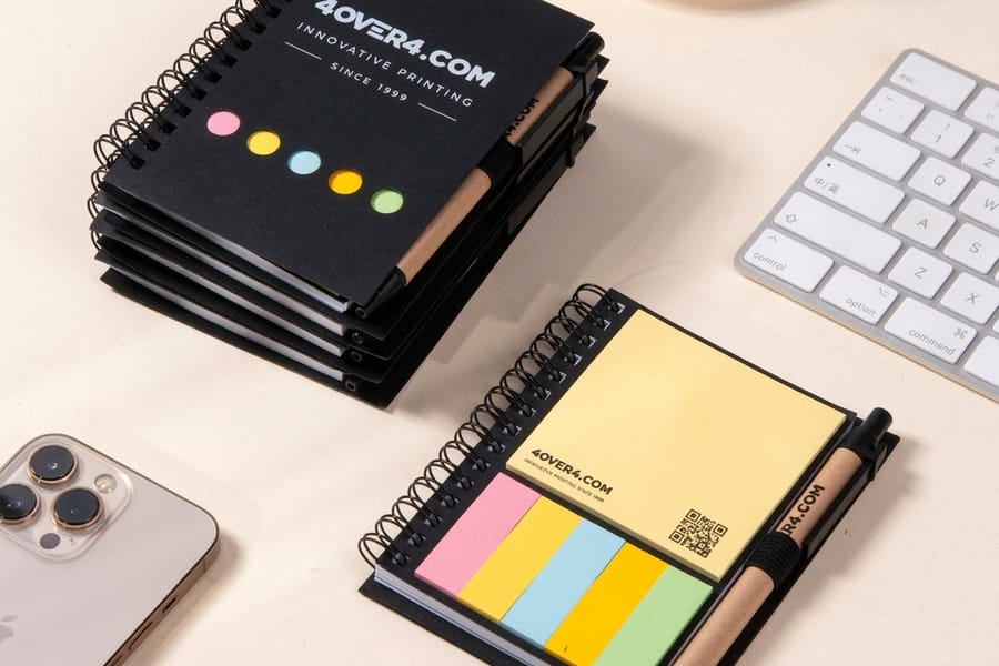 Finished custom notebook proof reviewed before printing, from 4OVER4