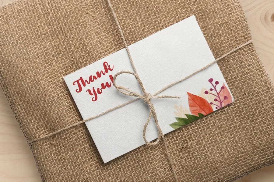 Flat thank you card printed on premium stock by 4OVER4