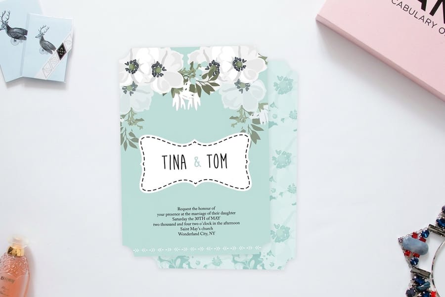 Wedding RSVP card and invitation from 4OVER4