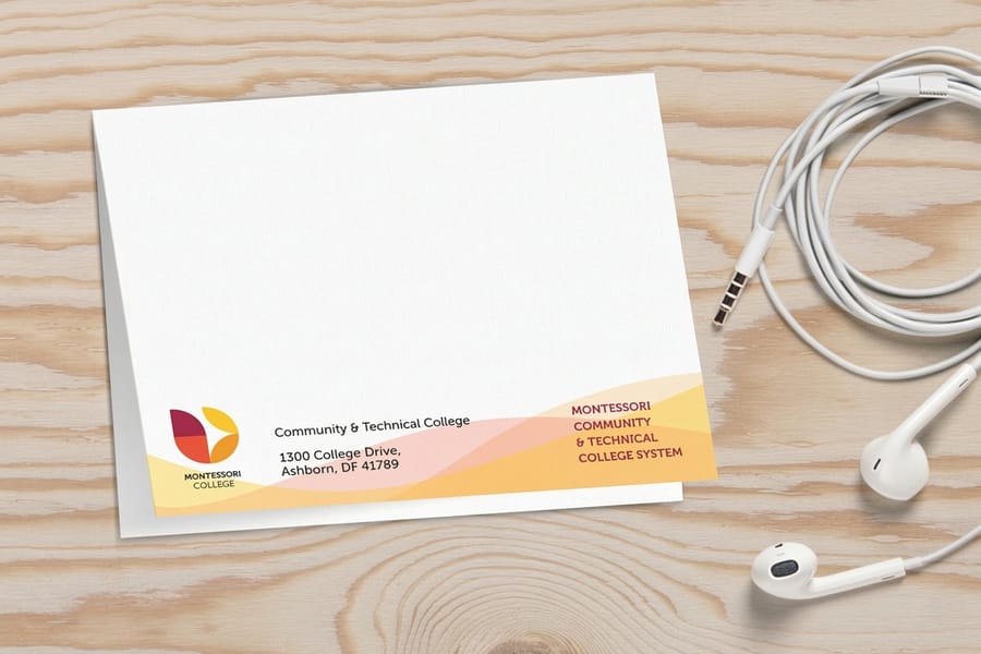 Folded notecards printed by 4OVER4 stacked to show a square trimmed edge and flat spine