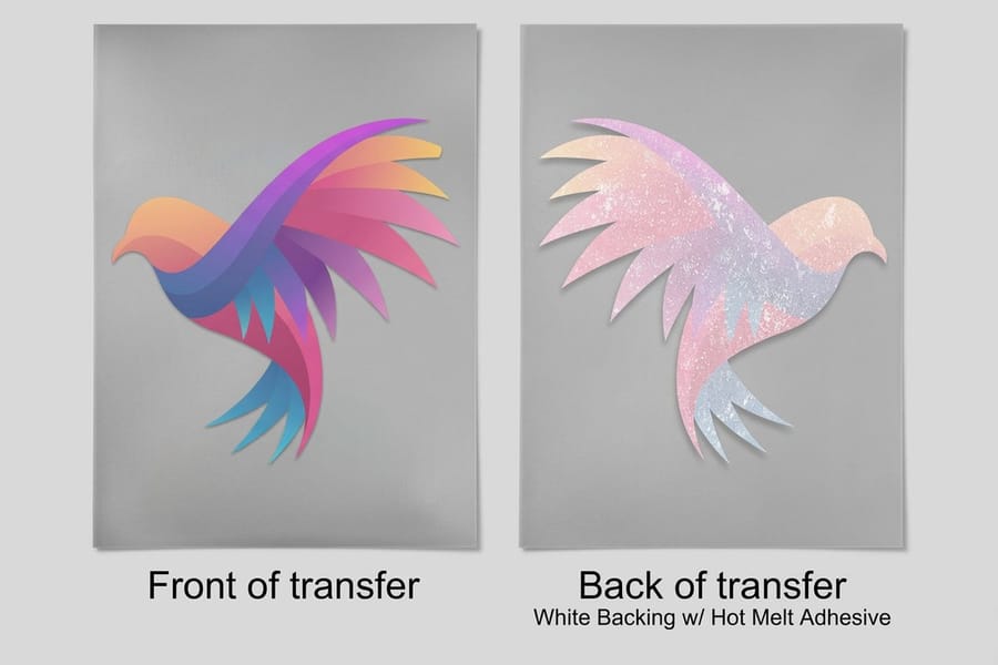 Heat activated transfer film printed by 4OVER4