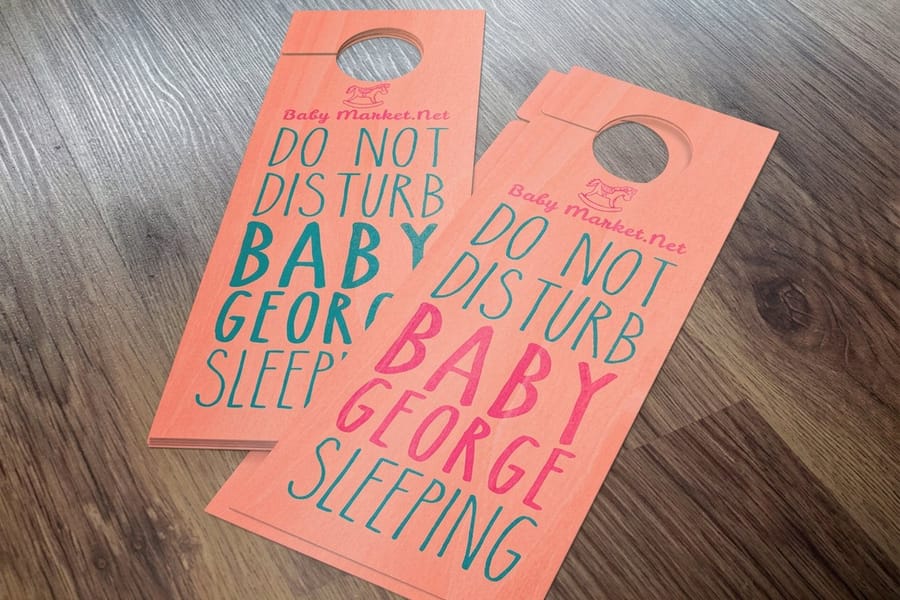 Well-printed door hanger that reads as professional, from 4OVER4