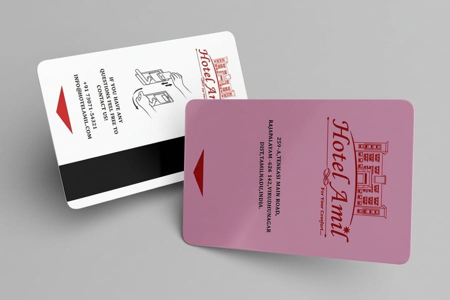 Branded hotel key card holders printed by 4OVER4