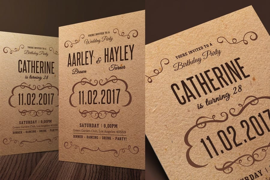 Kraft Invitations printed factory-direct by 4OVER4.COM