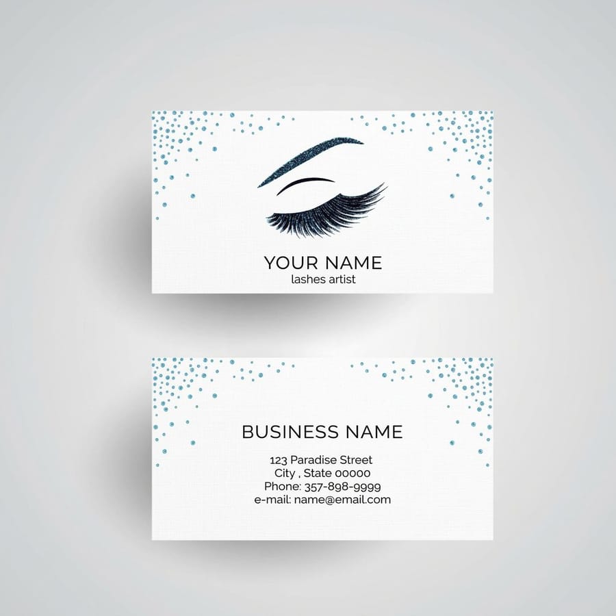 Make up artist business cards printed by 4OVER4, an example of print a reseller buys to resell to a client