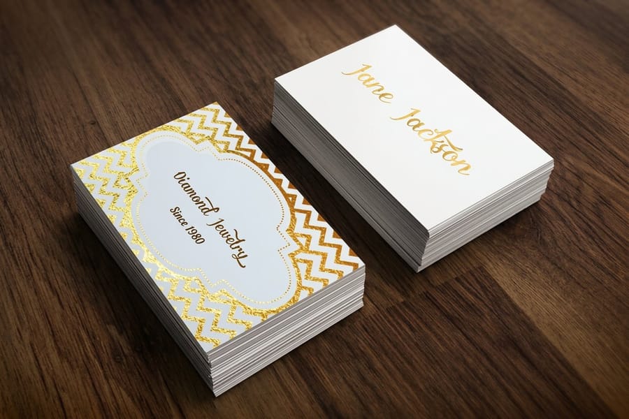 Metallic foil business cards printed by 4OVER4