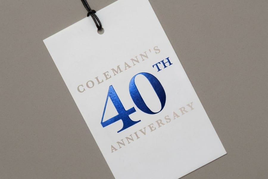 Metallic foil hangtags printed by 4OVER4