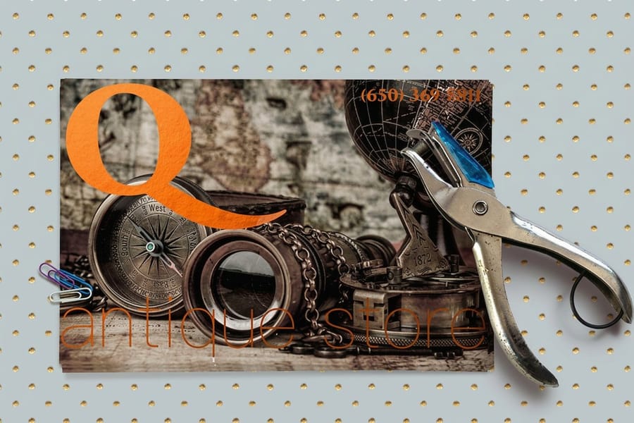 Metallic foil postcards printed by 4OVER4 with a stamped metallic layer catching the light