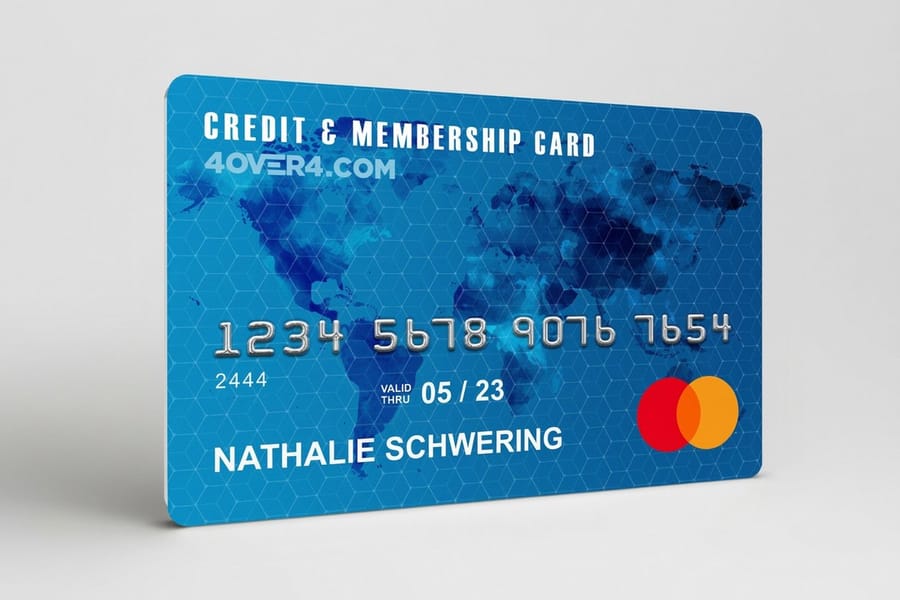 business cards that look like credit cards printed on rigid plastic by 4OVER4.COM