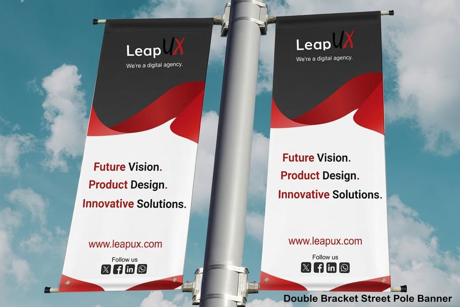 Tall pole banner in a vertical orientation, printed by 4OVER4