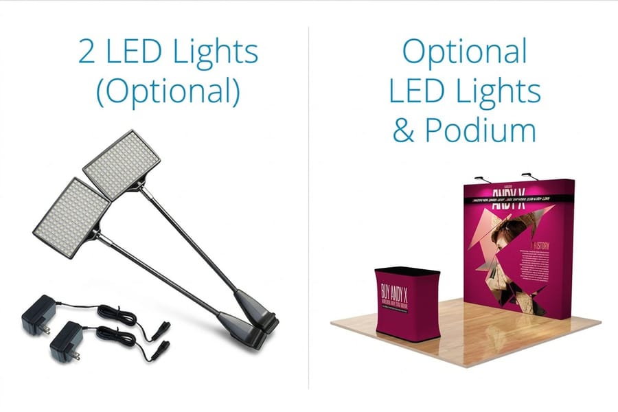 Pop up display packed into a travel case by 4OVER4.COM