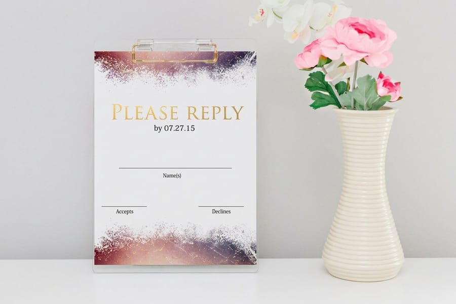 Custom response card printed by 4OVER4 on premium card stock