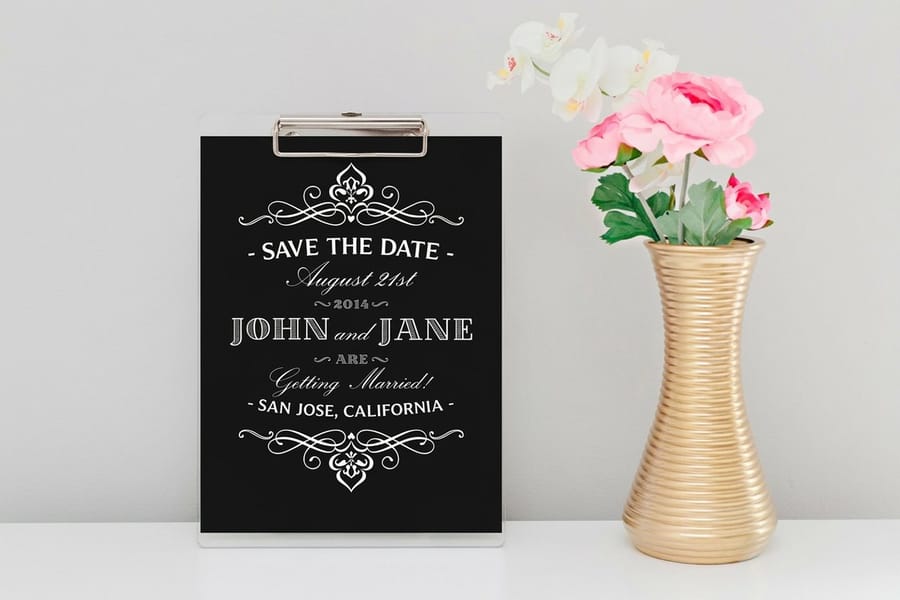 Save the date card with a QR code printed by 4OVER4