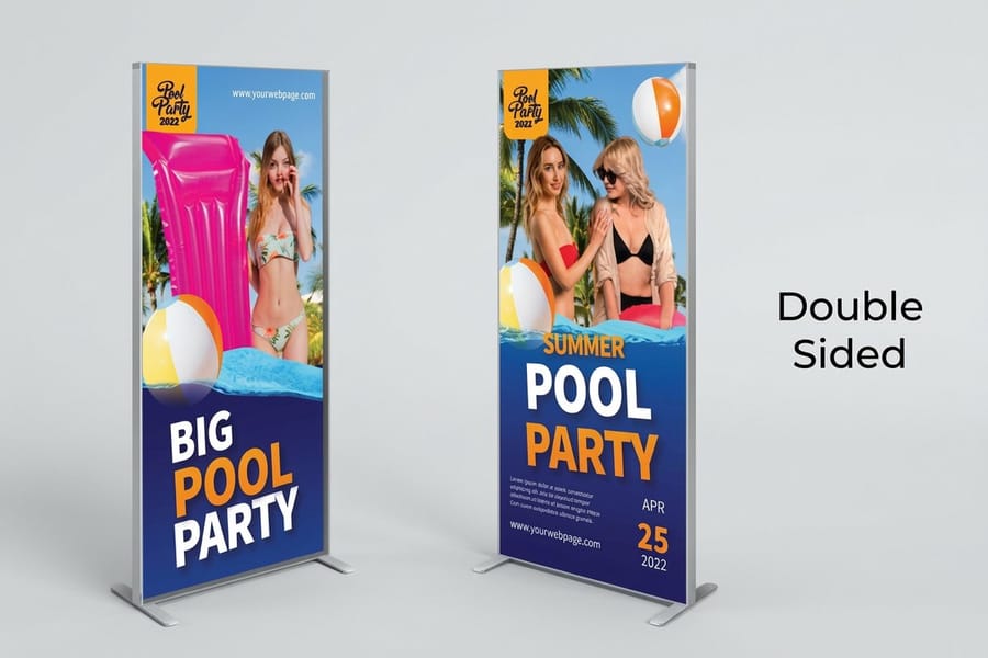 SEG display printed by 4OVER4 with the fabric panel stretched flat inside its aluminum frame