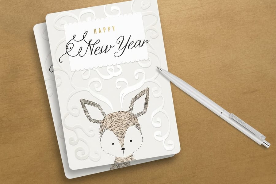Larger folded greeting card with spot UV coating from 4OVER4