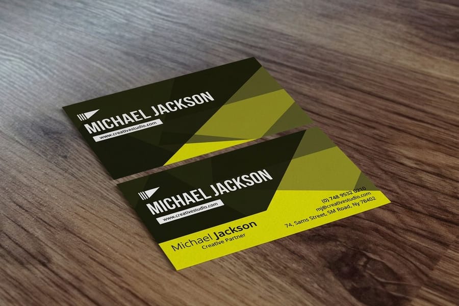 Business cards printed at 4OVER4 from a free, print-ready design template