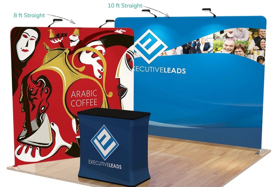 Straight tube display printed by 4OVER4 with a fabric graphic stretched over an aluminum frame