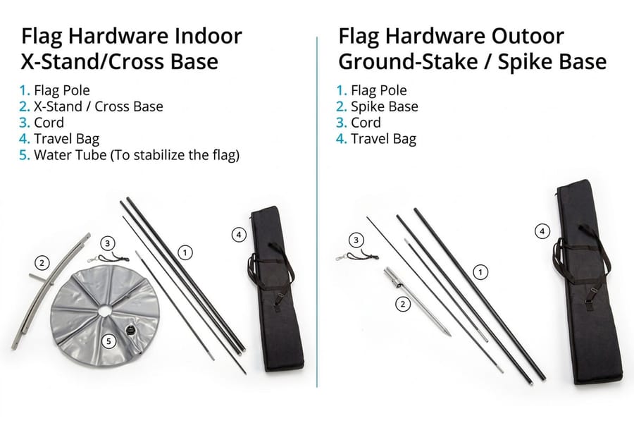 Well-tensioned custom flags flying flat, from 4OVER4