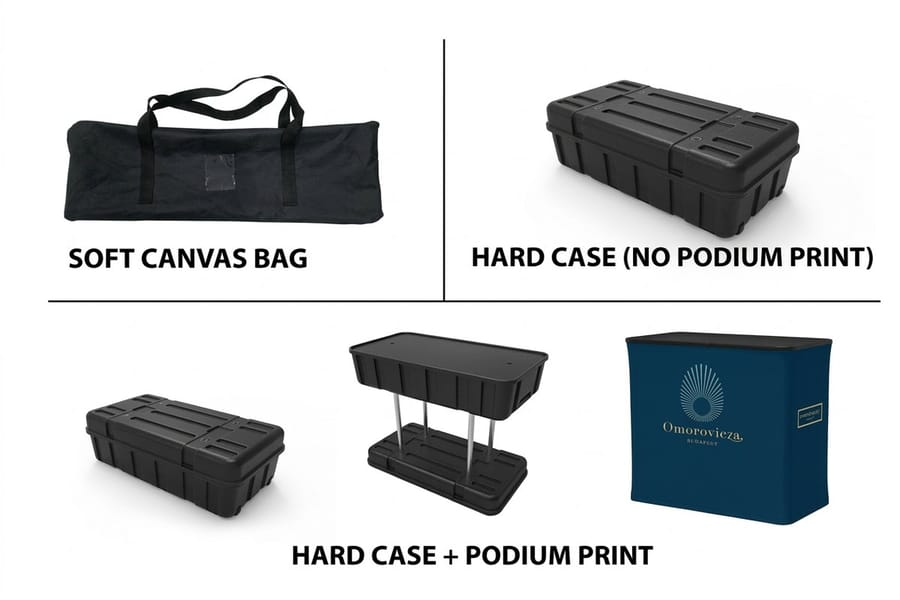 Complete trade show booth kit from 4OVER4.COM with backwall, counter and printed graphics
