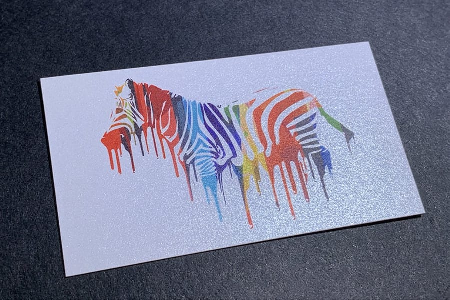 Ultra thick metallic pearl postcards printed by 4OVER4 on 26pt Metallic Pearl Ice