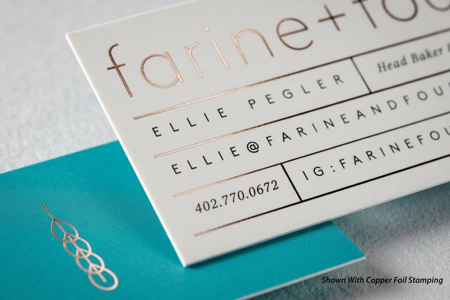 Ultra thick 32pt silk laminated business card showing its edge thickness, from 4OVER4.COM