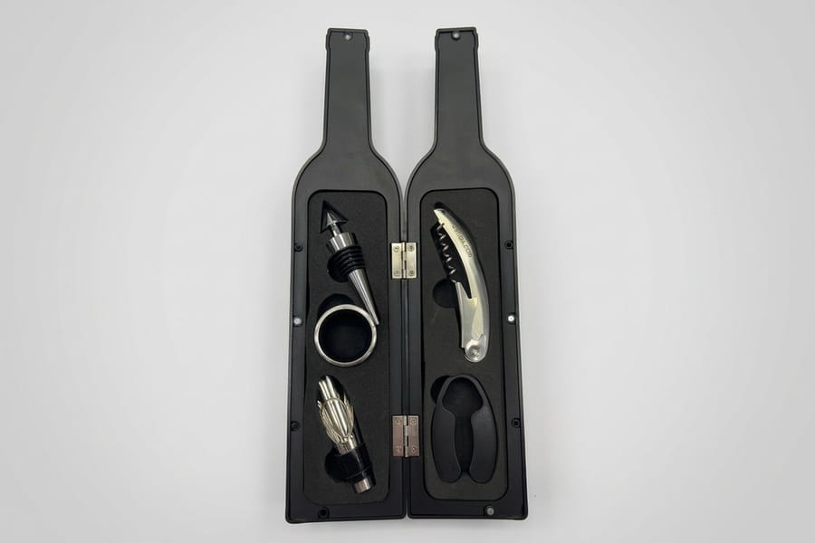Bottle-shaped wine gift set packaging printed by 4OVER4