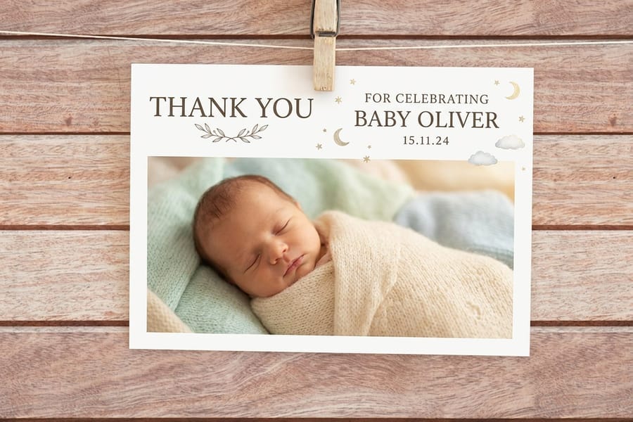 Baby shower thank you card from 4OVER4.COM