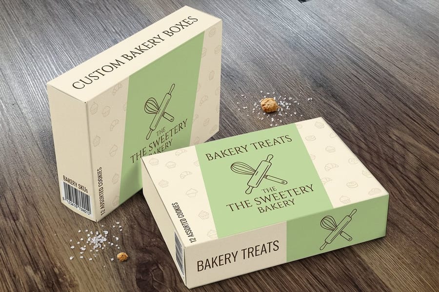 Branded food box from 4OVER4 on a kitchen counter