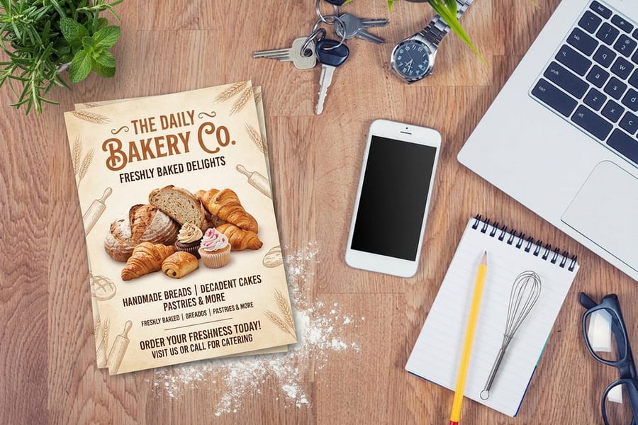 Colorful promotional flyer printed in CMYK by 4OVER4