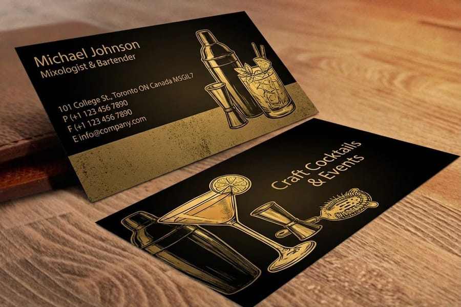 Durable rounded-corner bar business cards printed by 4OVER4 ready to hand out